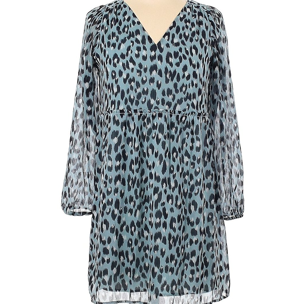NWT Loft Petite Blue Leopard 3/4 Sleeve Dress. Size SP